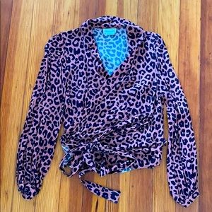 Leopard wrap blouse